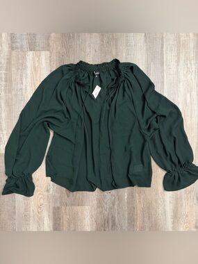 Madewell Forest Green Long Sleeve Tunic Blouse-size XL *NEW w/ tags*